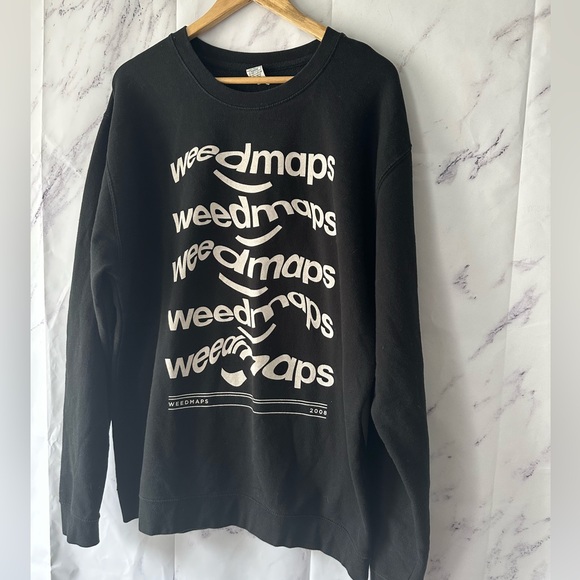 WEEDMAPS LOGO PRINT SWEATSHIRT BLACK/WHITE XL - Picture 4 of 7